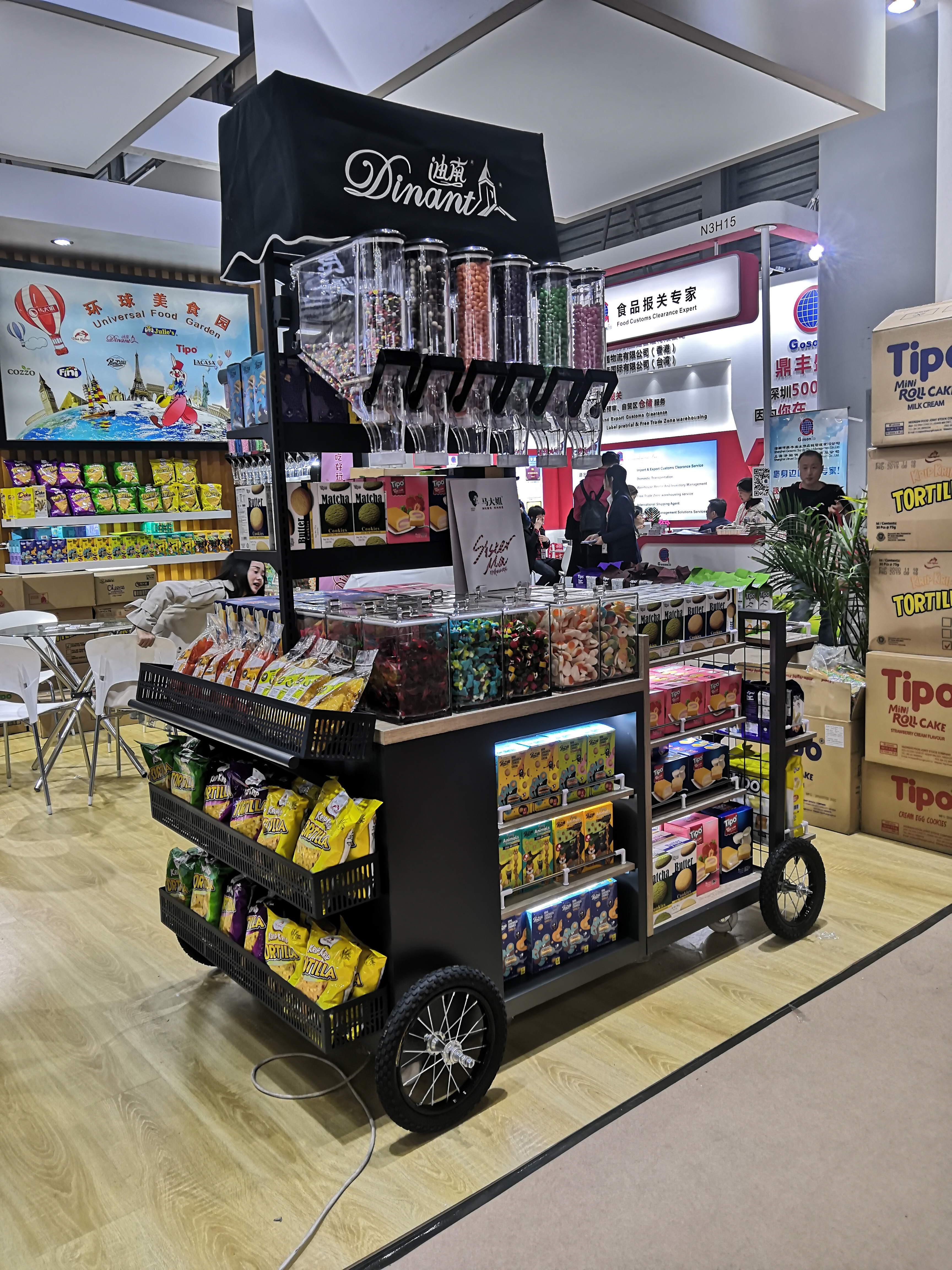 Estante de exhibición del carro del caramelo de la nuez del bocadillo del supermercado de Ecobox con los compartimientos de la gravedad y los compartimientos a granel