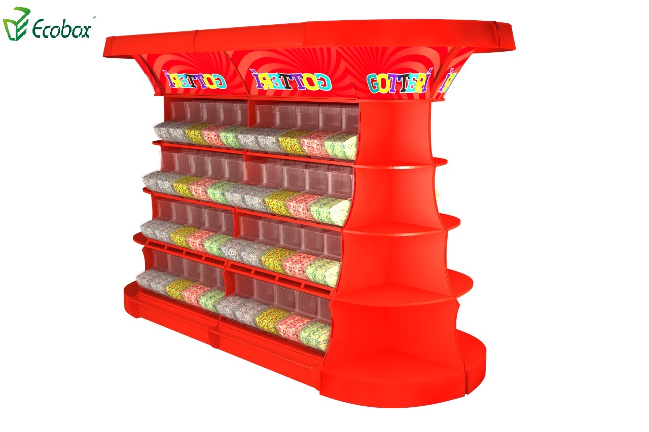 Ecobox TG-06101A estante de exhibición de metal para dulces con contenedores de cuchara 