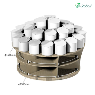 Ecobox G011, supermercado, exhibición de alimentos a granel, estante redondo, estante de nueces dulces con contenedor hermético